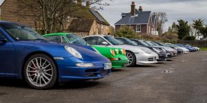 Row of Porsche 911's