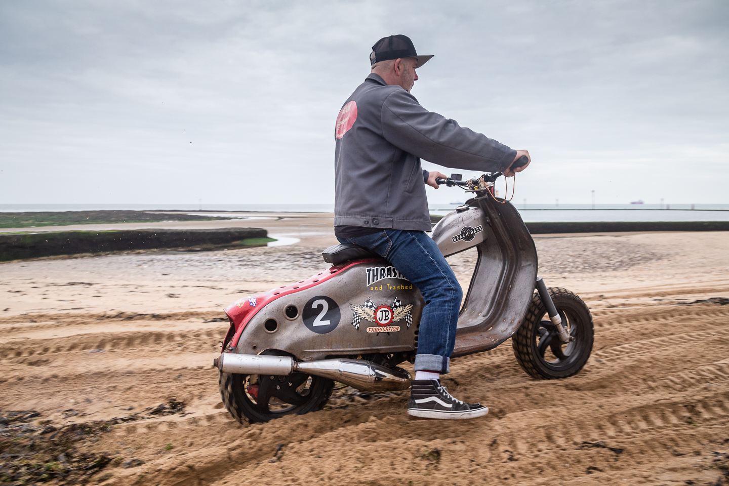 Scooter rider on Margate beach