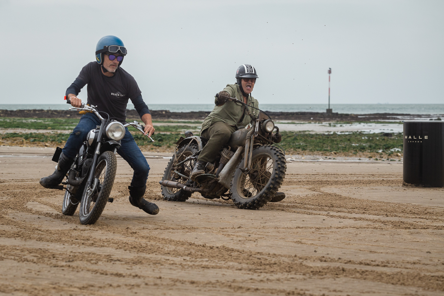 Motorcycle racers on Margate beach